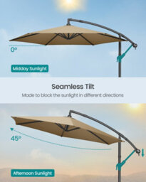 LEDREM Cantilever Garden Patio Parasol Umbrella With Base,banana Hanging Umbrella,crank For Opening Closing, Taupe - thumbnail 5