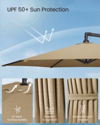 LEDREM Cantilever Garden Patio Parasol Umbrella With Base,banana Hanging Umbrella,crank For Opening Closing, Taupe - thumbnail 4