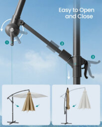 LEDREM Cantilever Garden Patio Parasol Umbrella With Base,banana Hanging Umbrella,crank For Opening Closing, Taupe - thumbnail 7