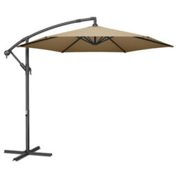 LEDREM Cantilever Garden Patio Parasol Umbrella With Base,banana Hanging Umbrella,crank For Opening Closing, Taupe - thumbnail 2