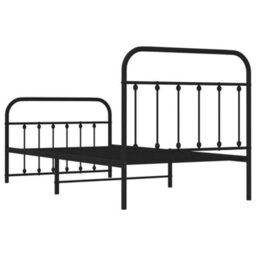 Berkfield Metal Bed Frame With Headboard And Footboard Black 100X190 Cm - thumbnail 8