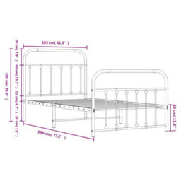 Berkfield Metal Bed Frame With Headboard And Footboard Black 100X190 Cm - thumbnail 9