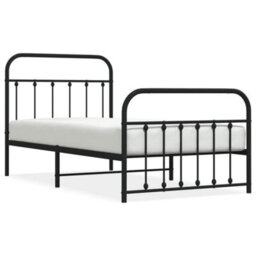 Berkfield Metal Bed Frame With Headboard And Footboard Black 100X190 Cm - thumbnail 2