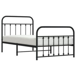 Berkfield Metal Bed Frame With Headboard And Footboard Black 100X190 Cm - thumbnail 3
