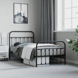 Berkfield Metal Bed Frame With Headboard And Footboard Black 100X190 Cm - thumbnail 4