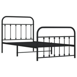 Berkfield Metal Bed Frame With Headboard And Footboard Black 100X190 Cm - thumbnail 5