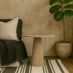 Wyld Haus Sorrento Retro Weathered Oak Ribbed Round Accent Table