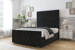 "Sloomy Watson Black Plush Bed Frame With Mattress With 50"" Upholstered Headboard 5' King" - thumbnail 2