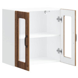 Berkfield Durable Kitchen Wall Cabinet With Glass Door Lucca Old Wood Engineered Wood - thumbnail 7
