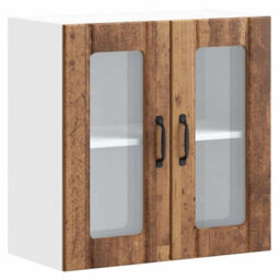 Berkfield Durable Kitchen Wall Cabinet With Glass Door Lucca Old Wood Engineered Wood