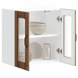 Berkfield Durable Kitchen Wall Cabinet With Glass Door Lucca Old Wood Engineered Wood - thumbnail 5