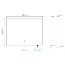 Sensio Element Matt Black Rectangular Wall-Mounted Bathroom Illuminated Contemporary Colour-Changing Mirror (H)60Cm (W)80Cm - thumbnail 4