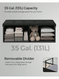 LEDREM Storage Ottoman, Foldable Storage Bench, 38 X 110 X 38 Cm, Flipping Lid, 300 Kg Load Capacity, For Hallway, Living Room - thumbnail 4