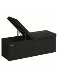 LEDREM Storage Ottoman, Foldable Storage Bench, 38 X 110 X 38 Cm, Flipping Lid, 300 Kg Load Capacity, For Hallway, Living Room - thumbnail 7