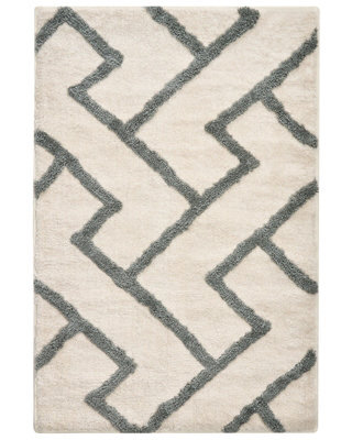 Wyld And Coco Noblenest Modern Bath Mat Beige Grey 60 X 90Cm - Geometric Fluffy Rug - image 1