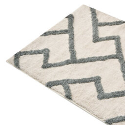 Wyld And Coco Noblenest Modern Bath Mat Beige Grey 60 X 90Cm - Geometric Fluffy Rug - thumbnail 3