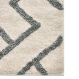 Wyld And Coco Noblenest Modern Bath Mat Beige Grey 60 X 90Cm - Geometric Fluffy Rug - thumbnail 6