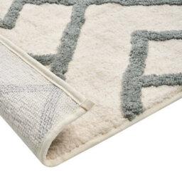 Wyld And Coco Noblenest Modern Bath Mat Beige Grey 60 X 90Cm - Geometric Fluffy Rug - thumbnail 5