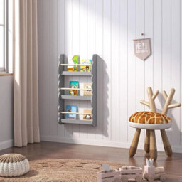 Bookshelf Storage Display Rack Bookcase Wall Shelf 3 Tier Wooden - thumbnail 3
