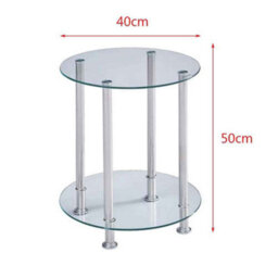 Round Clear Glass Side Table  End Coffee Table With Stainless Steel Legs - thumbnail 2