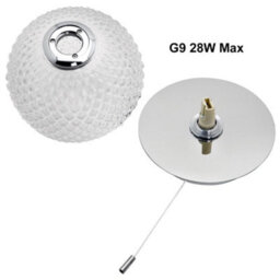 Long Life Lamps Company Frosted Glass Pinecone Sphere Globe Wall Light Chrome With Pull Cord H3100 - thumbnail 4
