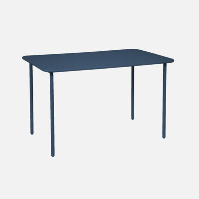 Sweeek - 4-Seater Rectangular Steel Garden Table Amelia 120Cm Marine Blue 120X70X72.5 Cm - image 1