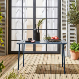 Sweeek - 4-Seater Rectangular Steel Garden Table Amelia 120Cm Marine Blue 120X70X72.5 Cm - thumbnail 3