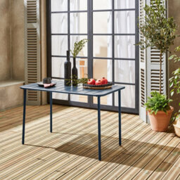 Sweeek - 4-Seater Rectangular Steel Garden Table Amelia 120Cm Marine Blue 120X70X72.5 Cm - thumbnail 2