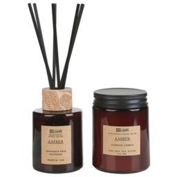 Beliani Scented Candle With Fragrance Reed Diffuser Dark Elegance Soy Wax Oriental Notes - thumbnail 1