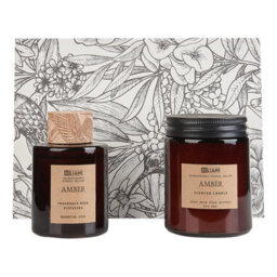 Beliani Scented Candle With Fragrance Reed Diffuser Dark Elegance Soy Wax Oriental Notes - thumbnail 4