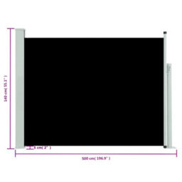 Walplus Patio Retractable Side Awning Garden Sun Shade Canopy Gazebo For Back Door, Porch, Patio 140X500 Cm Black - thumbnail 8