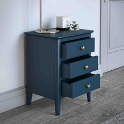 Stirling Blue 3 Drawer Bedside Table Fully Assembled - By Roseland Furniture - thumbnail 3