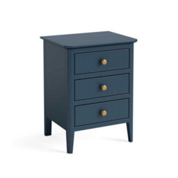 Stirling Blue 3 Drawer Bedside Table Fully Assembled - By Roseland Furniture - thumbnail 1