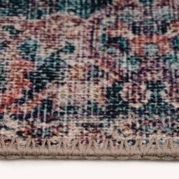 Loomed Red Teal Blue Floral Medallion Anti Slip Washable Rug 200X290Cm - thumbnail 5