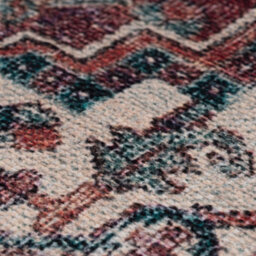 Loomed Red Teal Blue Floral Medallion Anti Slip Washable Rug 200X290Cm - thumbnail 3
