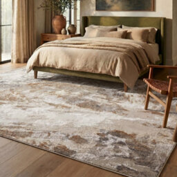 Santa Monica Modern Abstract Grey & Beige Shimmer Effect Large Rug With Soft Textured Finish 290 X 200Cm