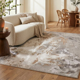 Santa Monica Modern Abstract Grey & Beige Shimmer Effect Large Rug With Soft Textured Finish 290 X 200Cm - thumbnail 6