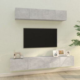 Berkfield 4 Piece Tv Cabinet Set Concrete Grey Engineered Wood - thumbnail 1