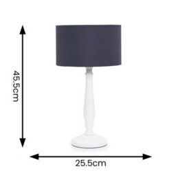 Valuelights Victoria Traditional White Wood Candlestick Table Lamp With Navy Blue Drum Shade - thumbnail 5