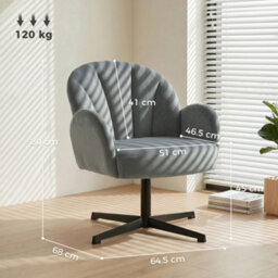 Homcom Modern Accent Chair, Shell Swivel Armchair, Grey - thumbnail 3