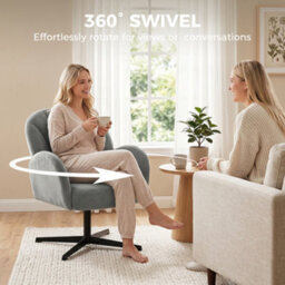 Homcom Modern Accent Chair, Shell Swivel Armchair, Grey - thumbnail 5