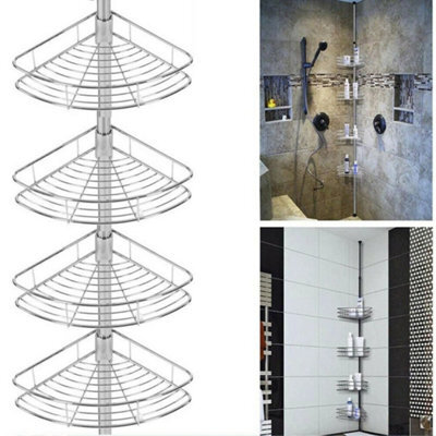 Stainless Steel Telescopic Bathroom Wall Corner Shelf Rack Shower Caddy Storage Organizer Steel - image 1