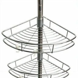 Stainless Steel Telescopic Bathroom Wall Corner Shelf Rack Shower Caddy Storage Organizer Steel - thumbnail 3