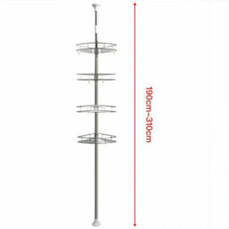 Stainless Steel Telescopic Bathroom Wall Corner Shelf Rack Shower Caddy Storage Organizer Steel - thumbnail 2
