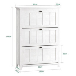 Sobuy Fsr162-W, Hallway 3 Flip-Drawers Shoe Cabinet Shoe Rack Shoe Storage Cupboard,white,w80Xd30Xh111 - thumbnail 3