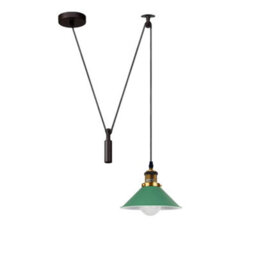 Ledsone Green Industrial Pendant Light Vintage Edison 22Cm Metal Shade Adjustable 2M Cable Ceiling Lamp For Kitchen Island