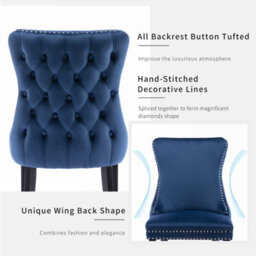 HomeTouch Set Of 6 Lux Velvet Upholstered Kitchen Dining Chairs Bedroom Chairs Blue - thumbnail 7