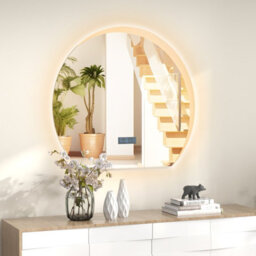 Costway Frameless Led Bathroom Mirror Half Circle Anti-Fog Vanity Mirror W/ Touch Switch - thumbnail 3