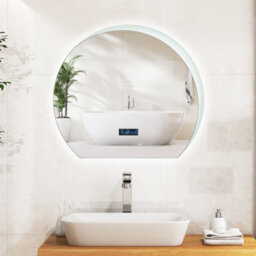 Costway Frameless Led Bathroom Mirror Half Circle Anti-Fog Vanity Mirror W/ Touch Switch - thumbnail 4