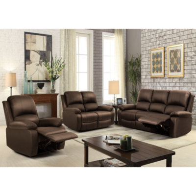 Comfy Living Reclining Faux Leather Sofa Set In Brown - 3 Piece, 2 Piece - image 1